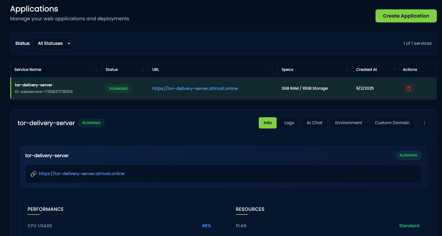 Successful deployment with live URL